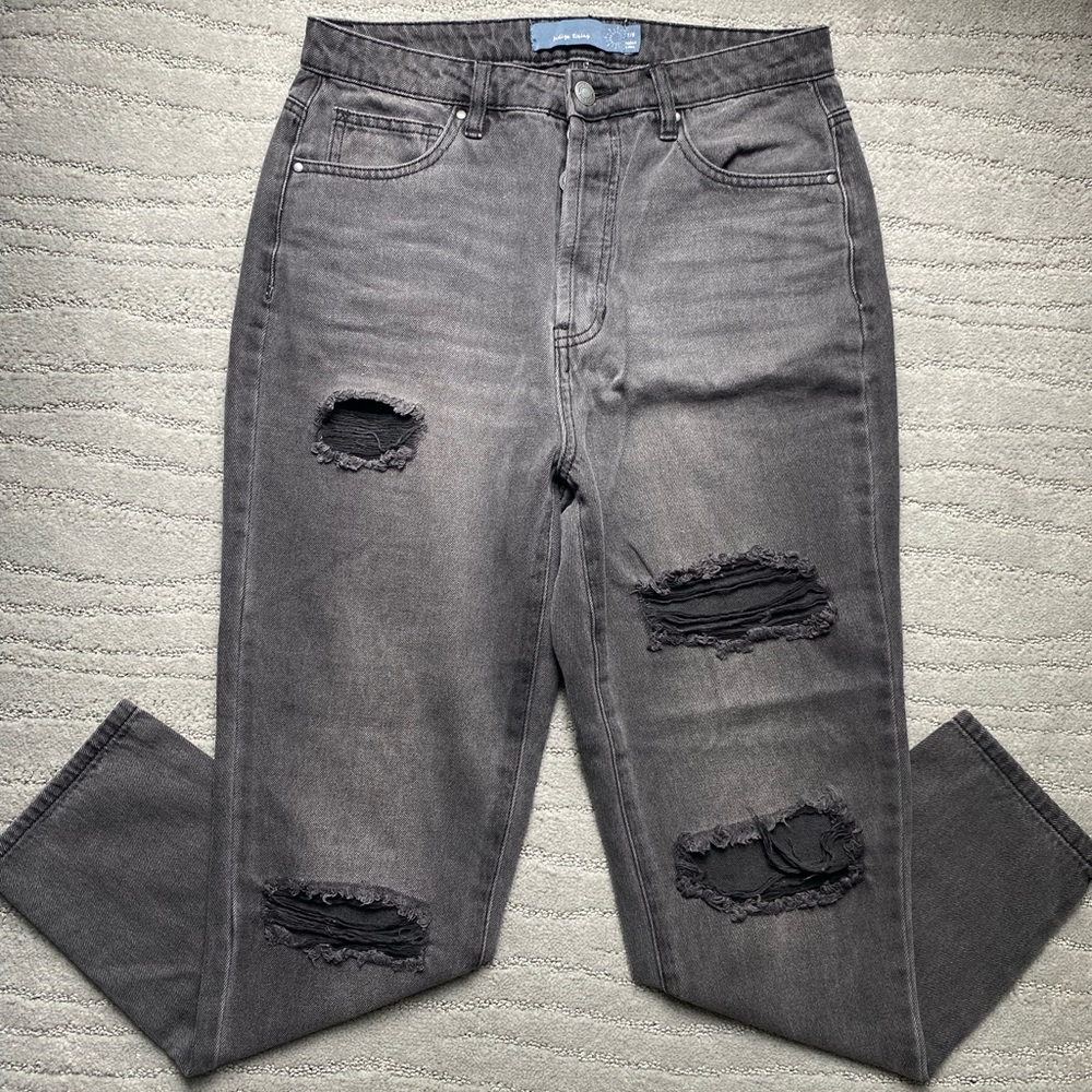 Indigo Rising Black Wash Distressed Ripped Women’s Jeans Size 7/8